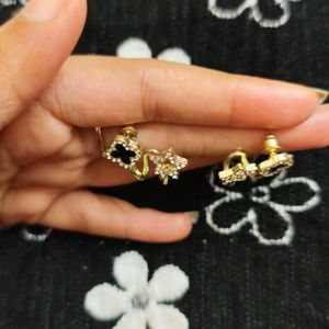 Korean Black Studded Earrings