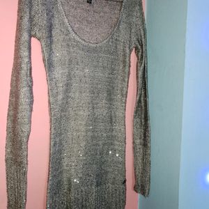 bodycon mini semi woolen type shining dress