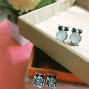 Cute Stylish Silver Little Owl Earings/Studs