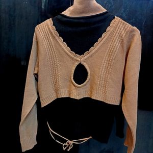 long neck ,full sleeves womens crop top