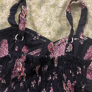 Floral Black Dress Long