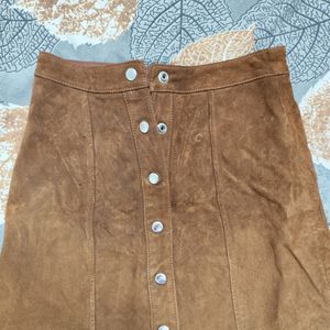 Brown Leather Mini Skirt