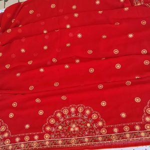 Deep Red Colour Saree