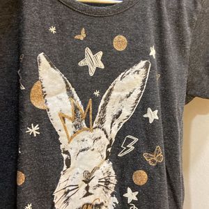 Girls Bunny Printed T-shirt