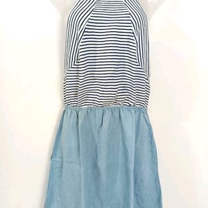Forever New Striped Denim Trendy Dress