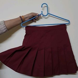 Korean Imported Pleated Tennis Mini Skirt Maroon