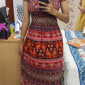 Jaipuri Print Stretchable Midi Frock