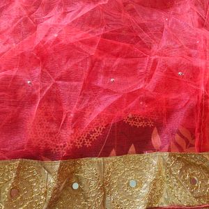 Selling Lehnga With Orange And Golden Colour