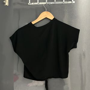 Black Crop Top With Knot