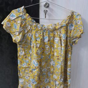 Yellow floral Half Shoulder top