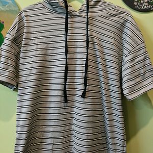 Striped Hooded Dress With Insert Pockets