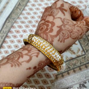 Stylish Golden And White Bangles