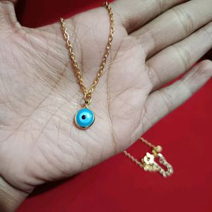 Evil Eye Gold Plated Locket With 24 Inch Chain