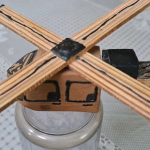 Handmade Wooden Model of a Helicopter