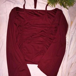 Maroon Trendy Fashion Crop Top