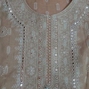 Peach Colour Suit With Chiffon Dupatta