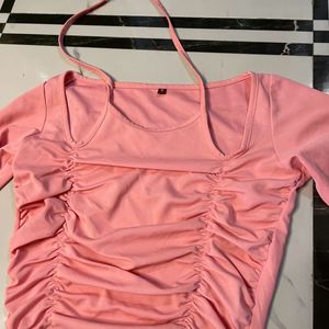 Baby Pink Color Crop Top