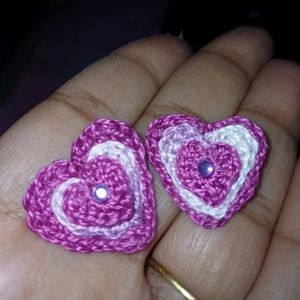 White And Pink Ear Studs