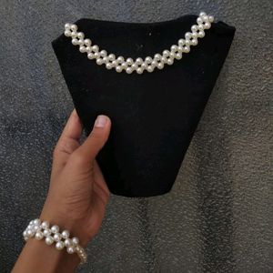 Pearl Choker & Bracelet