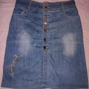 Slit Denim A Line Skirt