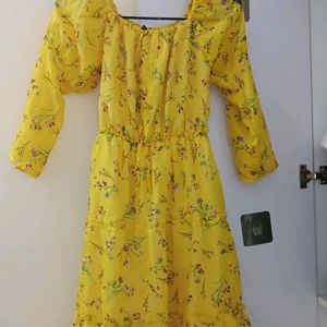 Super Yellow Flared Dress Frock