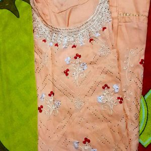 Peach Colour Beautiful Designing Kurta