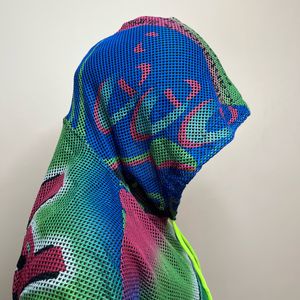 Netted Hoddie Top Multi Colour