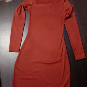 Brown Bodycon Dress For Women (Size-S)