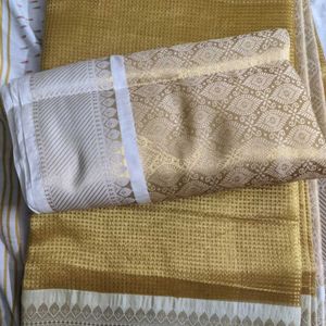 Checked Golden Saree