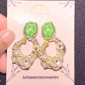 Vintage Green Korean Earrings