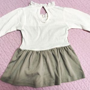 Ash & White Cute Half Frock For Babies