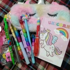 Unicorn Pouch Combo For Kids Stationery Diary