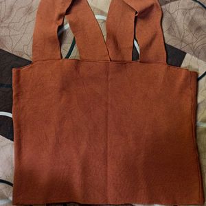Brown Cute Crop Top. Fits Size Small To Medium