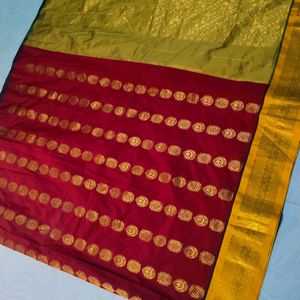 Red Colour Gadwal Design Saree