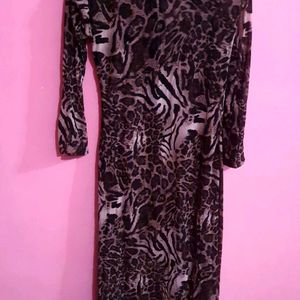 Leopard Print Stylish Kurti With Zip In Front