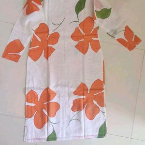 Chanderi Silk Handstitched Design kurta White