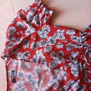 Red Floral Peplum Top