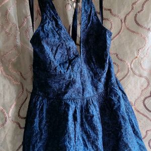 Blue Halter Neck Dress 👗 Side Zipper