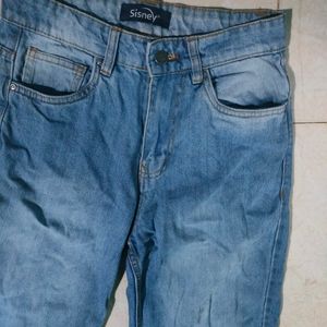 Blue High Waist Straight Fit Denim