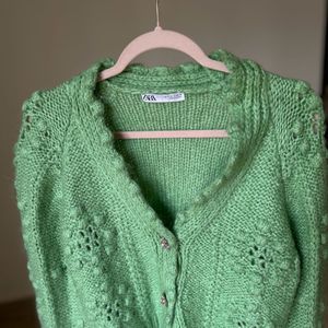 Zara Green Jewel Button Cardigan