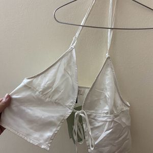 H&M White Silk Top