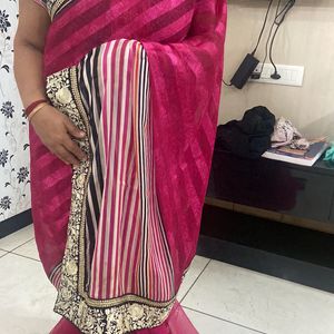 Pink Saree With Nice Borders