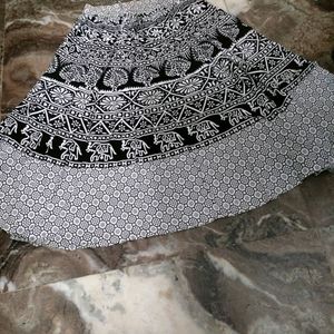 Black White Cotton Skirt.