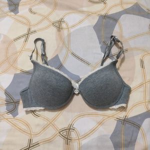 Grey Lace Pushup Cottage Core Bra.