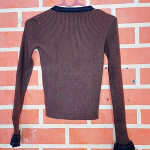 Brown Full Sleeves T-shirt