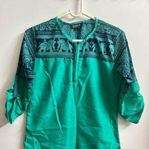 Blue Green Printed Top