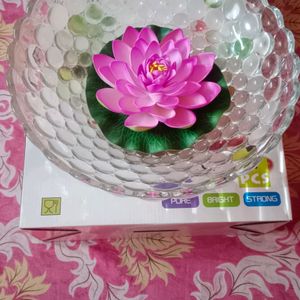 Very Big Glass Bowl With Lotus