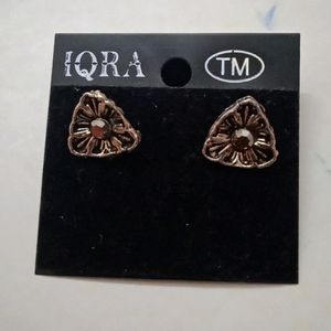 Tending Triangle Oxidised Earrings With Stone