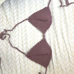 Purple Crochet Bikini Top