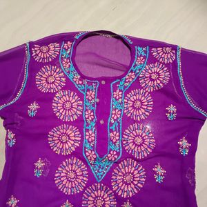 Purple Chikankari Kurti For Navratri 🎉🎊